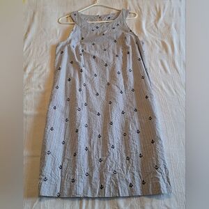 Cynthia Rowley women's size 8 blue and white seersucker lined dress nautical NWT